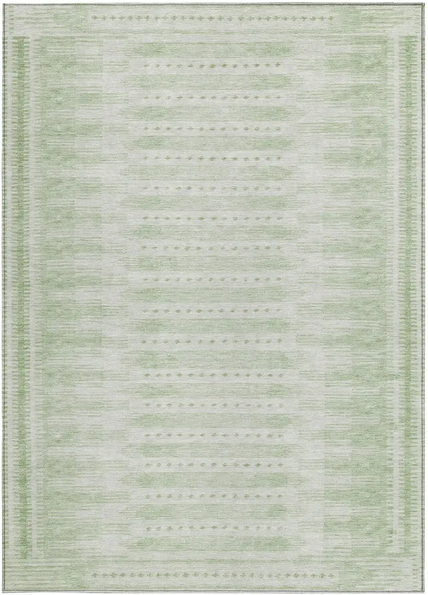 Sage And Ivory Geometric Washable Indoor Outdoor Area Rug Photo 3