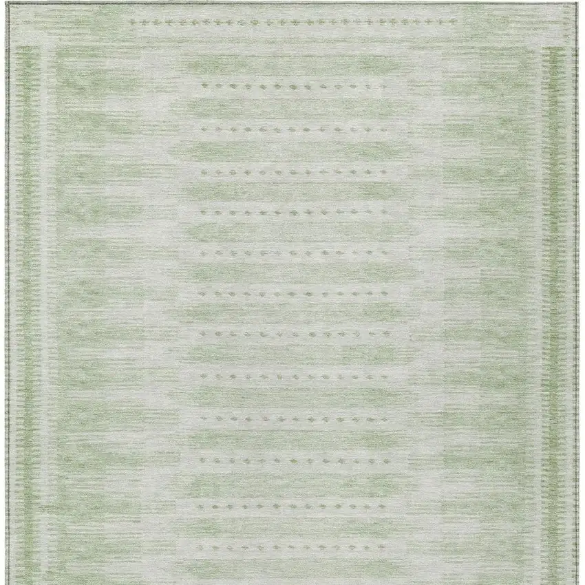Sage And Ivory Geometric Washable Indoor Outdoor Area Rug Photo 4