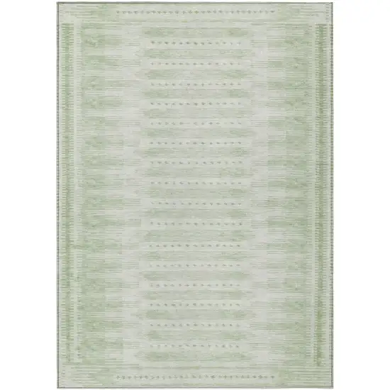 Sage And Ivory Geometric Washable Indoor Outdoor Area Rug Photo 1