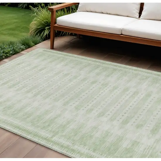 Sage And Ivory Geometric Washable Indoor Outdoor Area Rug Photo 2