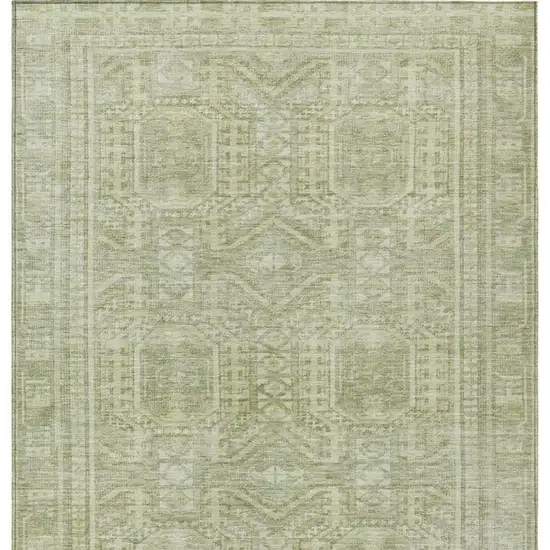 Sage And Ivory Geometric Washable Indoor Outdoor Area Rug Photo 4