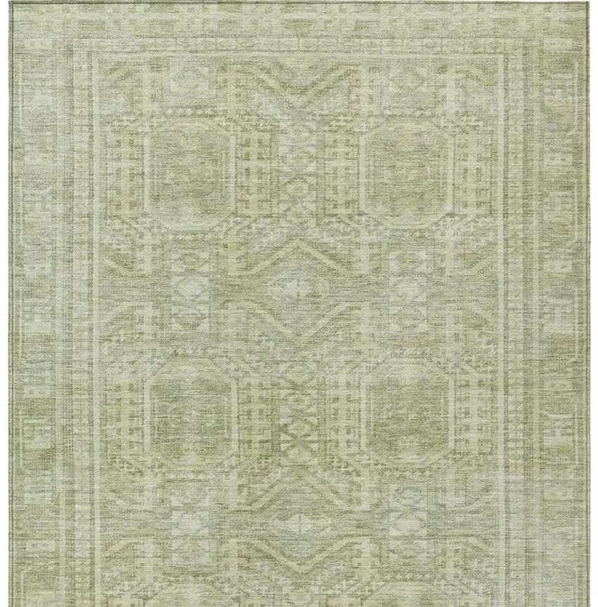 Sage And Ivory Geometric Washable Indoor Outdoor Area Rug Photo 4