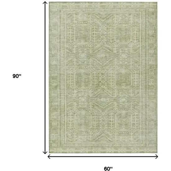 Sage And Ivory Geometric Washable Indoor Outdoor Area Rug Photo 9