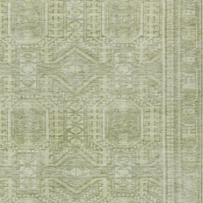 Sage And Ivory Geometric Washable Indoor Outdoor Area Rug Photo 4