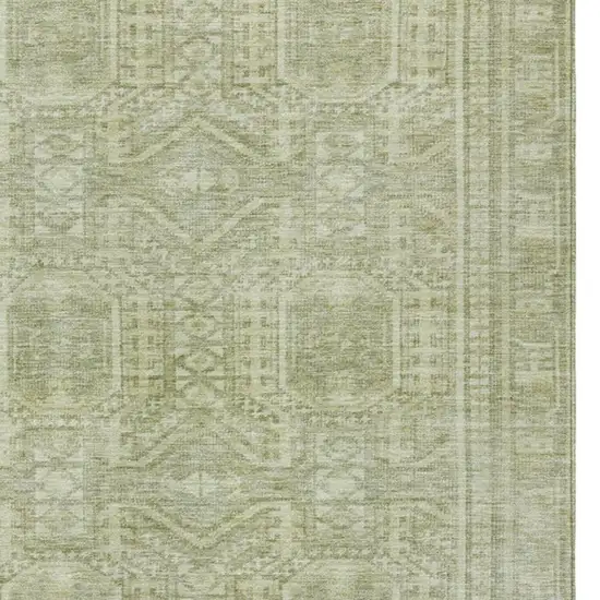 Sage And Ivory Geometric Washable Indoor Outdoor Area Rug Photo 7