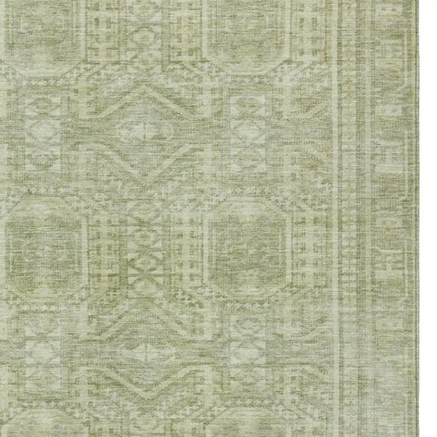 Sage And Ivory Geometric Washable Indoor Outdoor Area Rug Photo 7