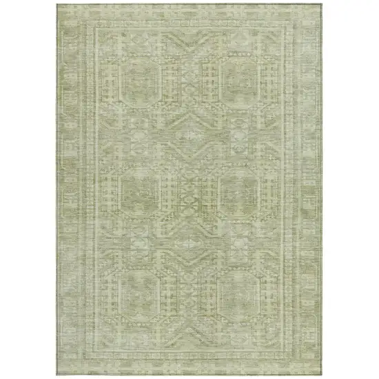 Sage And Ivory Geometric Washable Indoor Outdoor Area Rug Photo 3