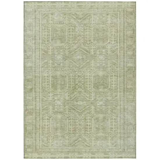 Sage And Ivory Geometric Washable Indoor Outdoor Area Rug Photo 1