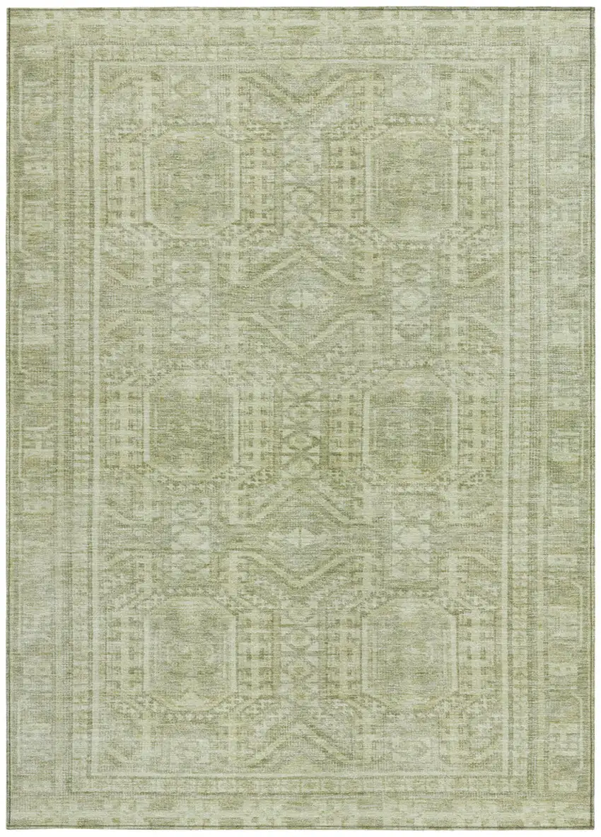 Sage And Ivory Geometric Washable Indoor Outdoor Area Rug Photo 4