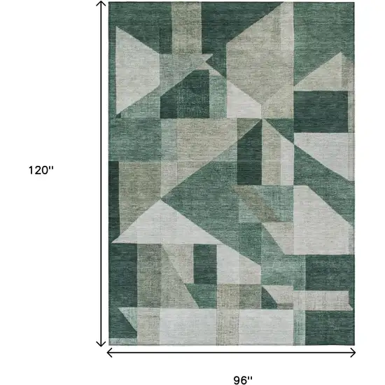 Sage And Ivory Geometric Washable Indoor Outdoor Area Rug Photo 7