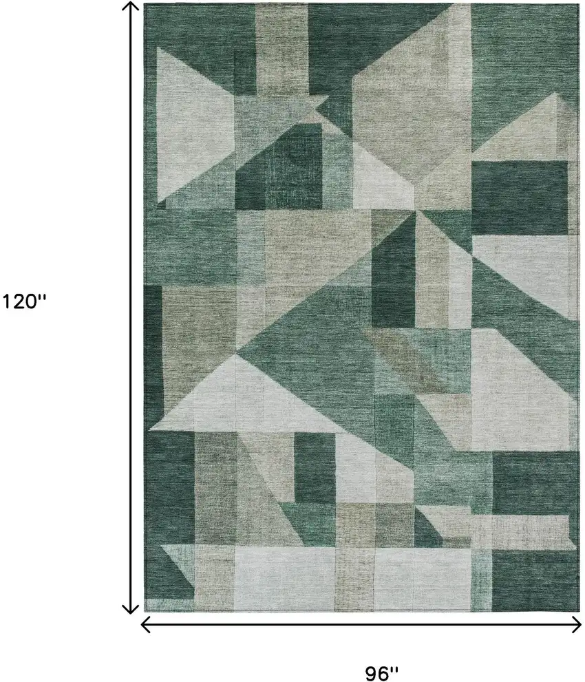 Sage And Ivory Geometric Washable Indoor Outdoor Area Rug Photo 7