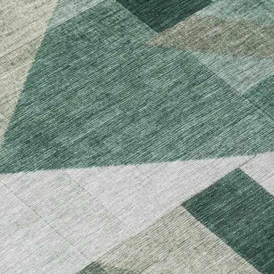 Sage And Ivory Geometric Washable Indoor Outdoor Area Rug Photo 6