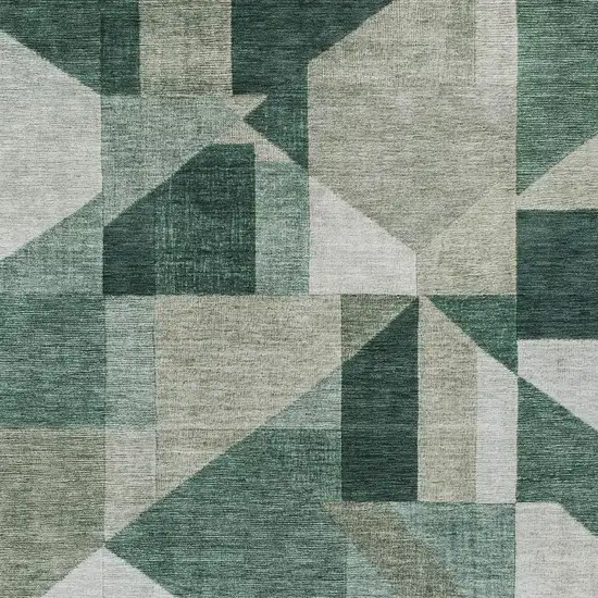 Sage And Ivory Geometric Washable Indoor Outdoor Area Rug Photo 2