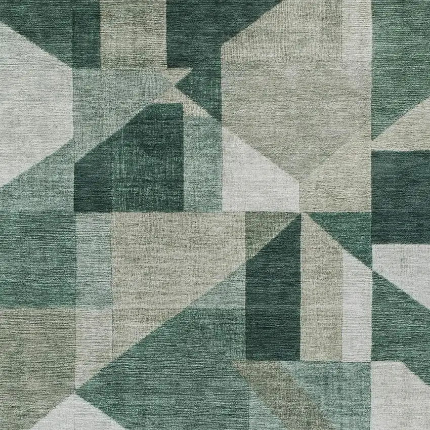 Sage And Ivory Geometric Washable Indoor Outdoor Area Rug Photo 2