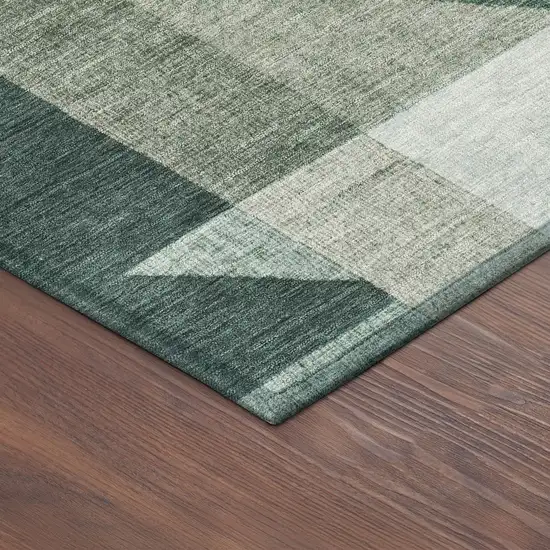 Sage And Ivory Geometric Washable Indoor Outdoor Area Rug Photo 5