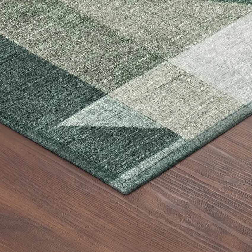 Sage And Ivory Geometric Washable Indoor Outdoor Area Rug Photo 5