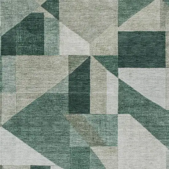 Sage And Ivory Geometric Washable Indoor Outdoor Area Rug Photo 2