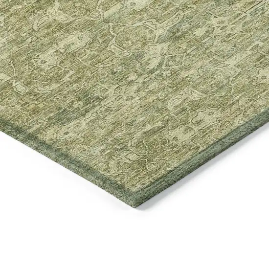 Sage And Ivory Ikat Washable Indoor Outdoor Area Rug Photo 9