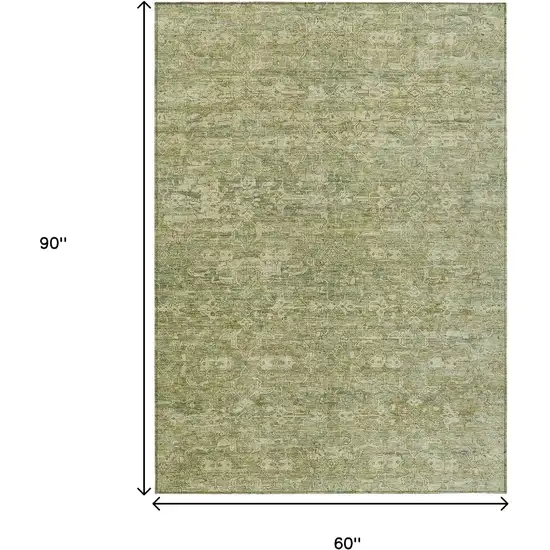 Sage And Ivory Ikat Washable Indoor Outdoor Area Rug Photo 3