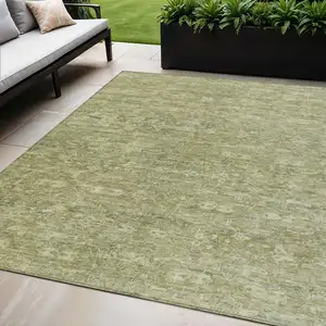 Photo of Sage And Ivory Ikat Washable Indoor Outdoor Area Rug