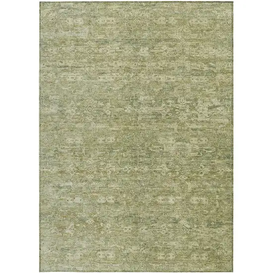 Sage And Ivory Ikat Washable Indoor Outdoor Area Rug Photo 4