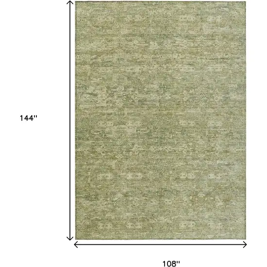 Sage And Ivory Ikat Washable Indoor Outdoor Area Rug Photo 3