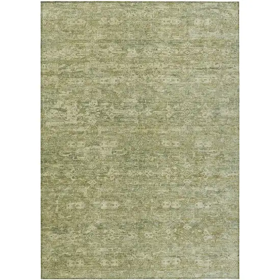 Sage And Ivory Ikat Washable Indoor Outdoor Area Rug Photo 2