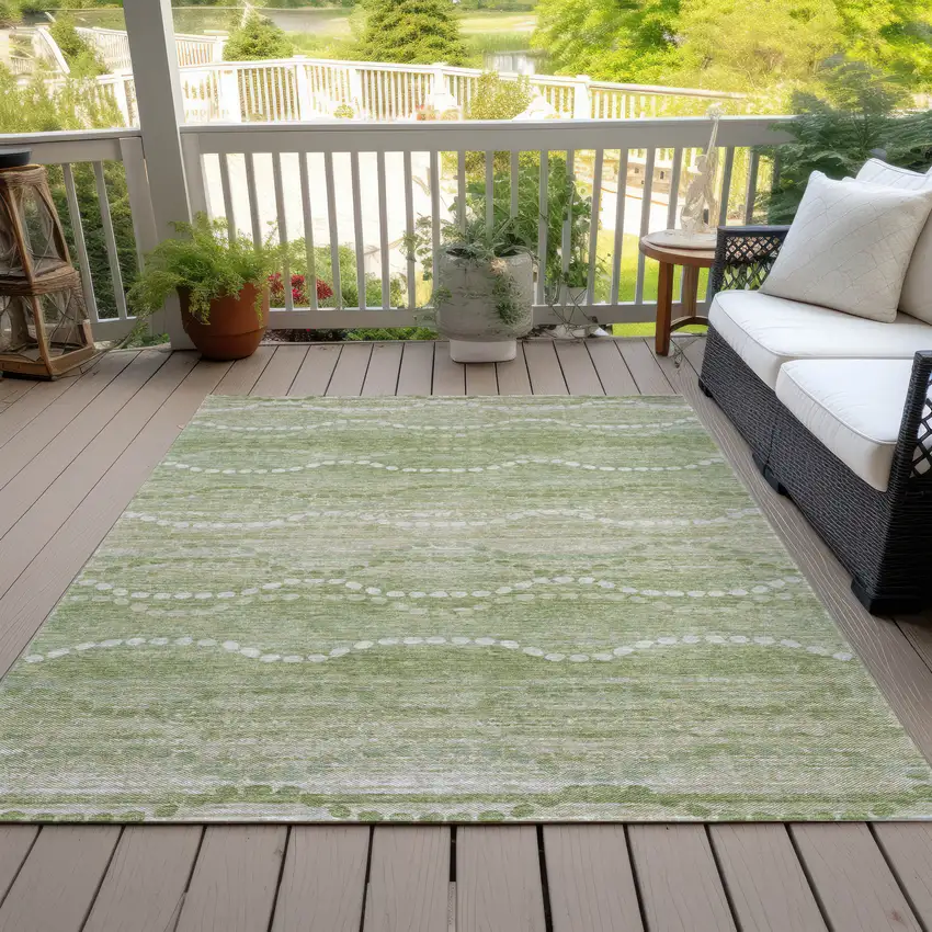 Sage And Ivory Ogee Washable Indoor Outdoor Area Rug Photo 9