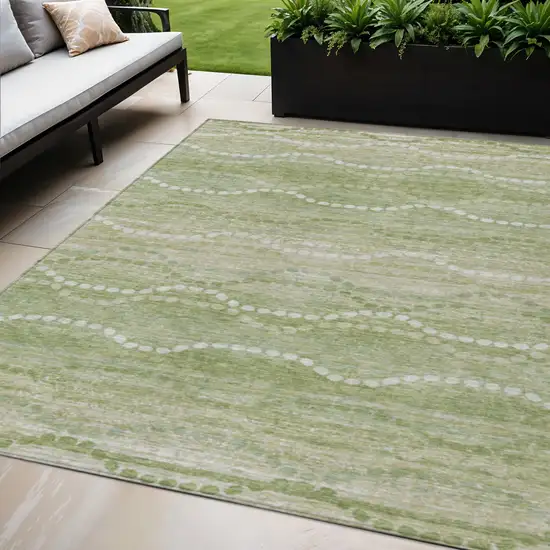 Sage And Ivory Ogee Washable Indoor Outdoor Area Rug Photo 2