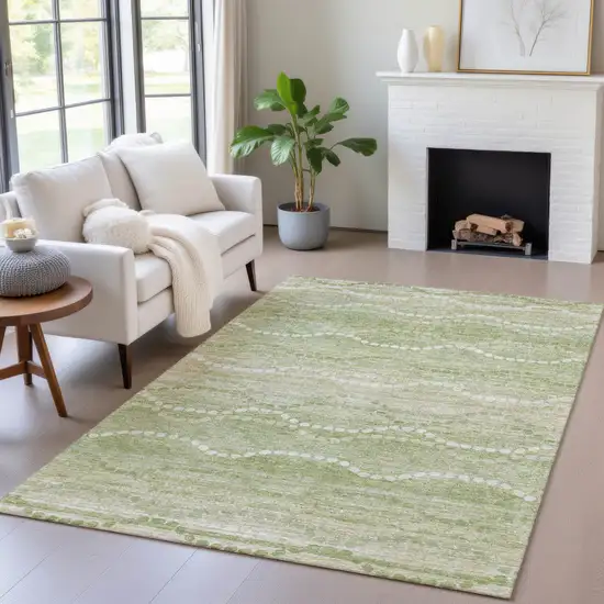 Sage And Ivory Ogee Washable Indoor Outdoor Area Rug Photo 7