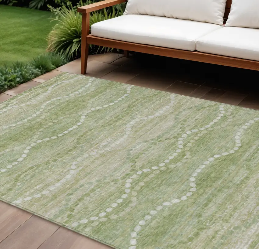 Sage And Ivory Ogee Washable Indoor Outdoor Area Rug Photo 2