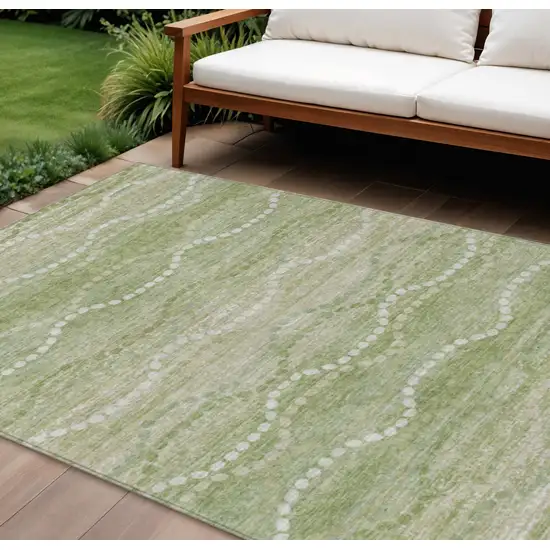 Sage And Ivory Ogee Washable Indoor Outdoor Area Rug Photo 2