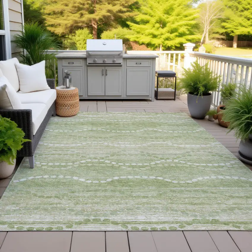 Sage And Ivory Ogee Washable Indoor Outdoor Area Rug Photo 6