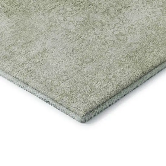 Sage And Ivory Oriental Washable Area Rug With UV Protection Photo 7