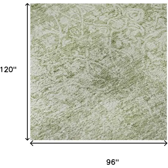 Sage And Ivory Oriental Washable Area Rug With UV Protection Photo 9