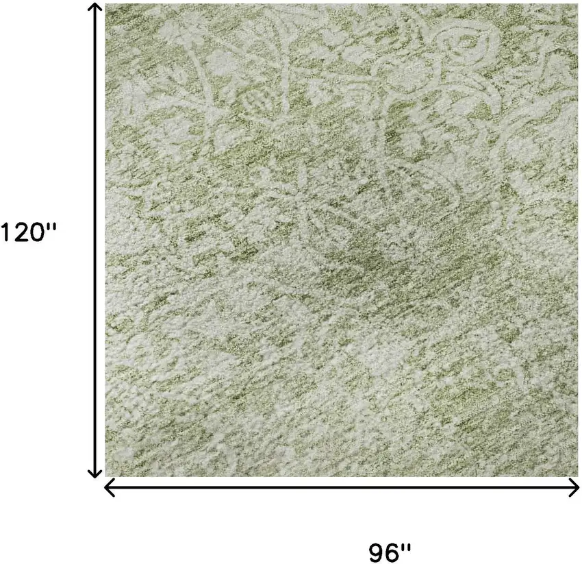 Sage And Ivory Oriental Washable Area Rug With UV Protection Photo 9