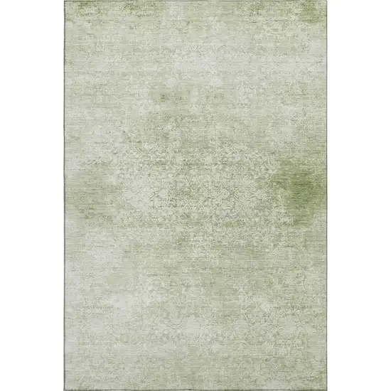 Sage And Ivory Oriental Washable Area Rug With UV Protection Photo 6