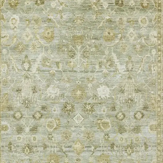 Sage And Ivory Oriental Washable Area Rug With UV Protection Photo 2