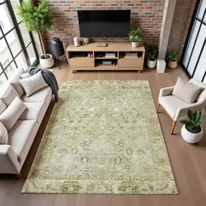 Photo of Sage And Ivory Oriental Washable Area Rug With UV Protection