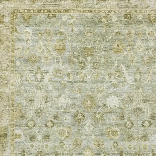 Sage And Ivory Oriental Washable Area Rug With UV Protection Photo 2