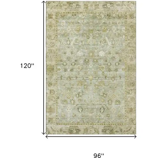 Sage And Ivory Oriental Washable Area Rug With UV Protection Photo 9