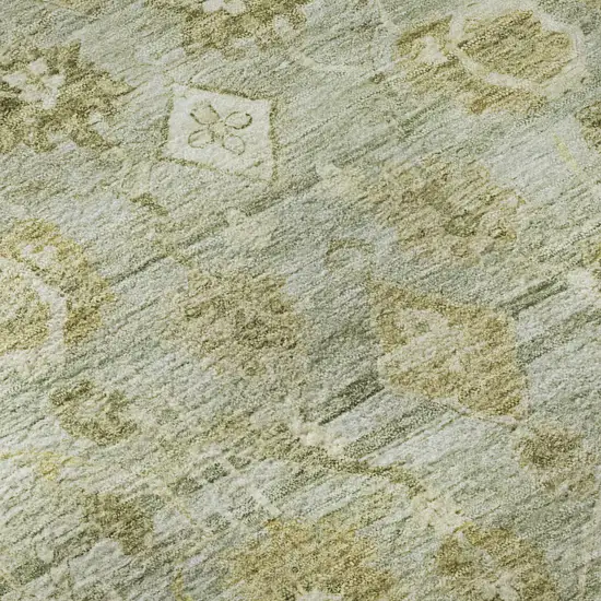 Sage And Ivory Oriental Washable Area Rug With UV Protection Photo 9