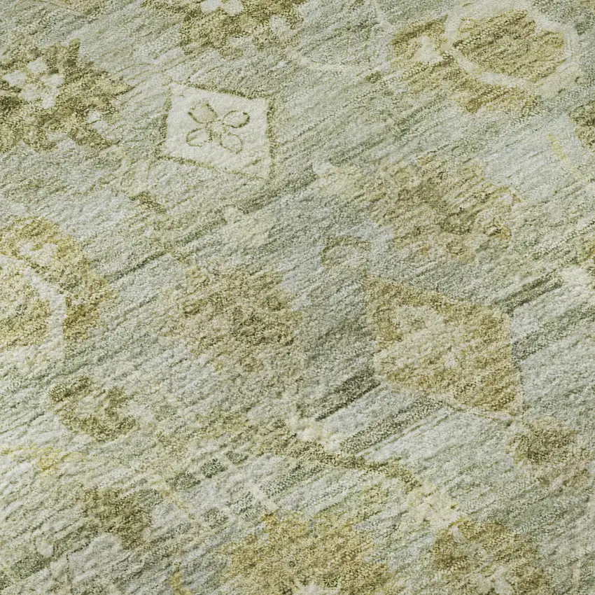 Sage And Ivory Oriental Washable Area Rug With UV Protection Photo 9