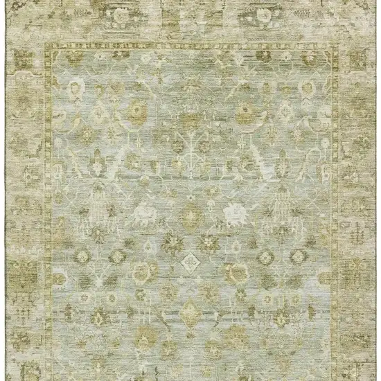 Sage And Ivory Oriental Washable Area Rug With UV Protection Photo 3