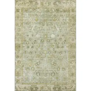 Photo of Sage And Ivory Oriental Washable Area Rug With UV Protection