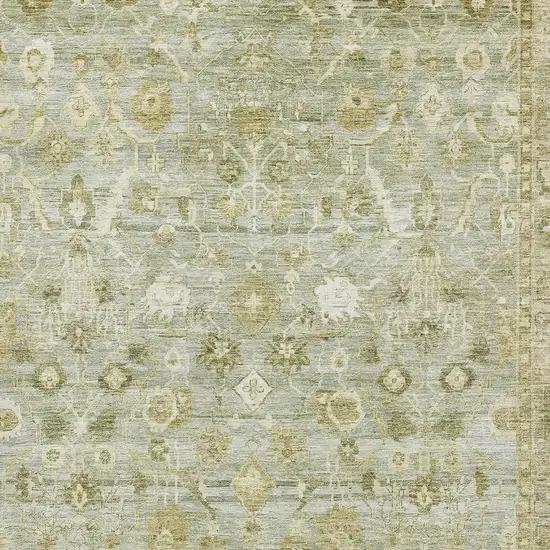 Sage And Ivory Oriental Washable Area Rug With UV Protection Photo 2