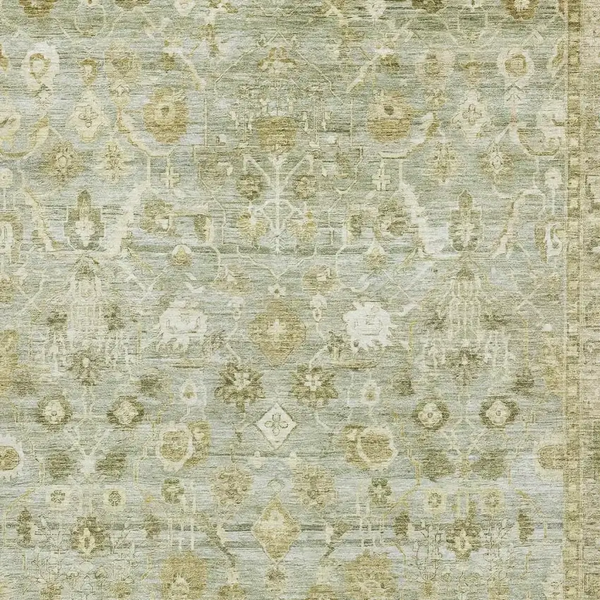 Sage And Ivory Oriental Washable Area Rug With UV Protection Photo 2