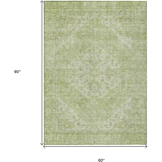 Sage And Ivory Oriental Washable Indoor Outdoor Area Rug Photo 7