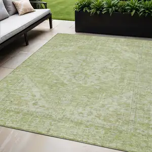 Photo of Sage And Ivory Oriental Washable Indoor Outdoor Area Rug