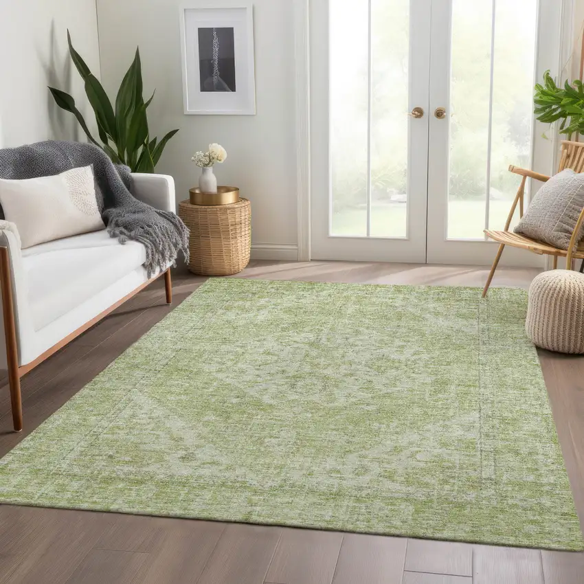 Sage And Ivory Oriental Washable Indoor Outdoor Area Rug Photo 9
